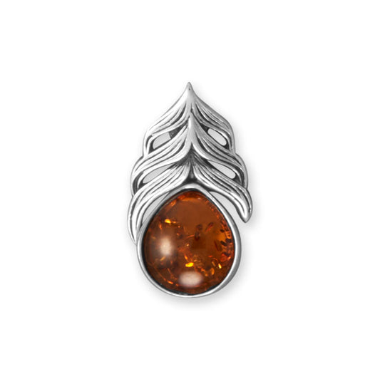 Baltic Amber Feather Slide Pendant